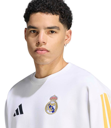 TUTA ADIDAS CLUB FELPATA REAL MADRID DNA ERKEK BEYAZ FUTBOL UOMO