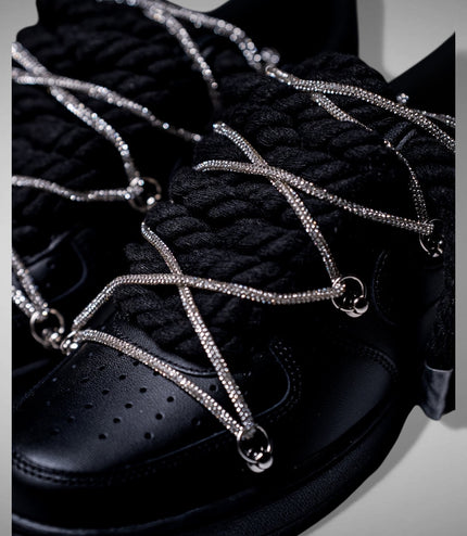 SNEAKERS NIKE AIR FORCE 1 "ROPE LACES BLACK" TRIPLE SILVER CUSTOM