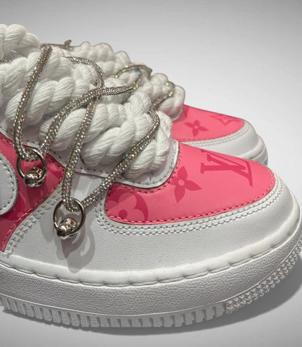 SNEAKERS NIKE AIR FORCE 1 "ROPE LACES WHITE" TRIPLE SILVER MOOD L.V. CUSTOM