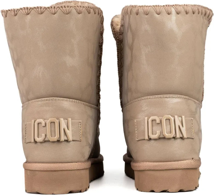 STIVALE ICON MEDIUM CON PELLICCIA MACULATO IN PELLLE DONNA
