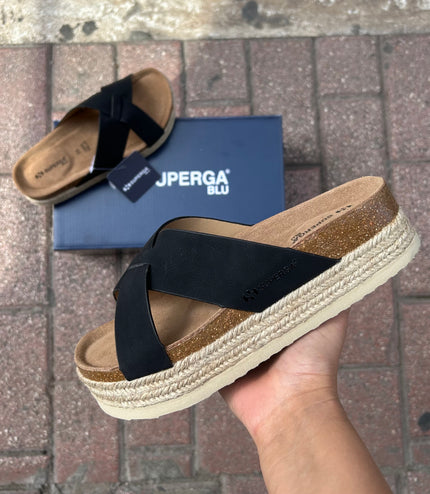 CIABATTE SUPERGA PLATFORM A INCROCIO DONNA