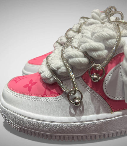 SNEAKERS NIKE AIR FORCE 1 "ROPE LACES WHITE" TRIPLE SILVER MOOD L.V. CUSTOM