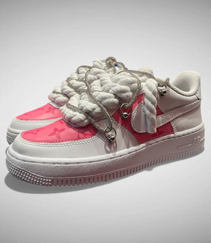 SNEAKERS NIKE AIR FORCE 1 "ROPE LACES WHITE" TRIPLE SILVER MOOD L.V. CUSTOM