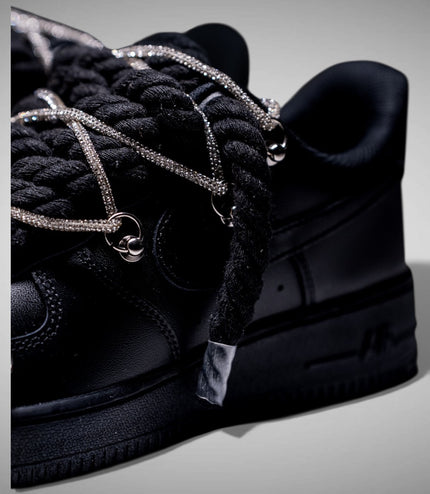 SNEAKERS NIKE AIR FORCE 1 "ROPE LACES BLACK" TRIPLE SILVER CUSTOM