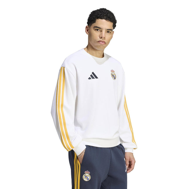 TUTA ADIDAS CLUB FELPATA REAL MADRID DNA ERKEK BEYAZ FUTBOL UOMO