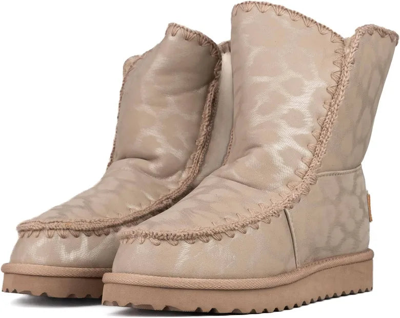 STIVALE ICON MEDIUM CON PELLICCIA MACULATO IN PELLLE DONNA