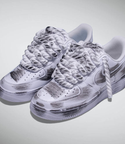 SNEAKERS NIKE AIR FORCE 1 "ROPE LACES WHITE PAINT BLACK" CUSTOM