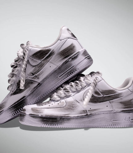 SNEAKERS NIKE AIR FORCE 1 "ROPE LACES WHITE PAINT BLACK" CUSTOM
