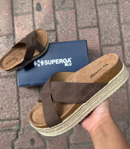 CIABATTE SUPERGA PLATFORM A INCROCIO DONNA