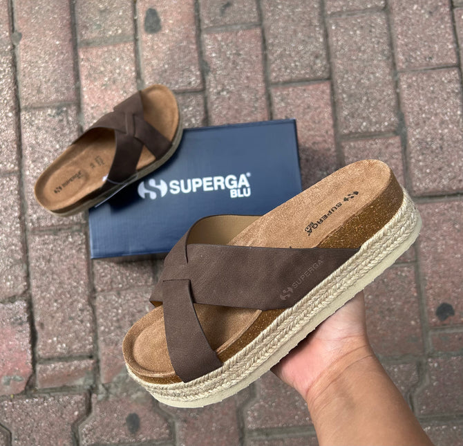 CIABATTE SUPERGA PLATFORM A INCROCIO DONNA