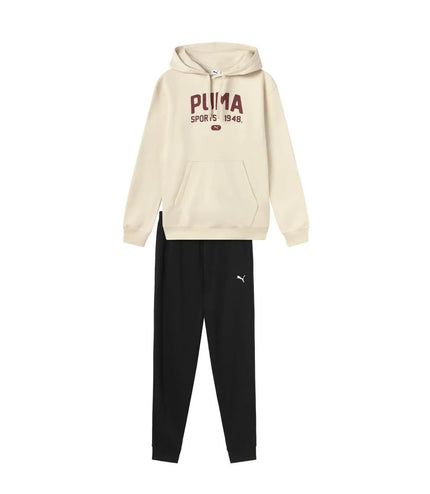 Tuta Puma uomo felpata con cappuccio Beige/Bordò