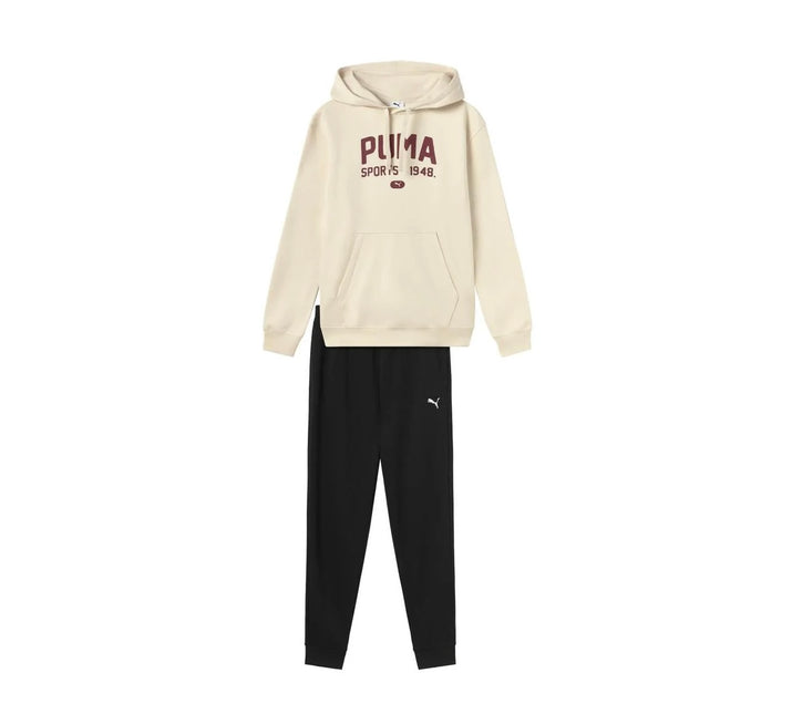 Tuta Puma uomo felpata con cappuccio Beige/Bordò
