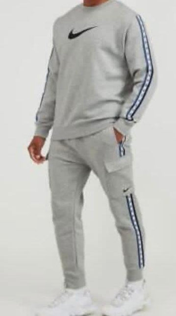 Tuta Nike felpata girocollo Grigia/Blù