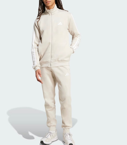 Tuta Adidas felpata con zip Beige/Bianca