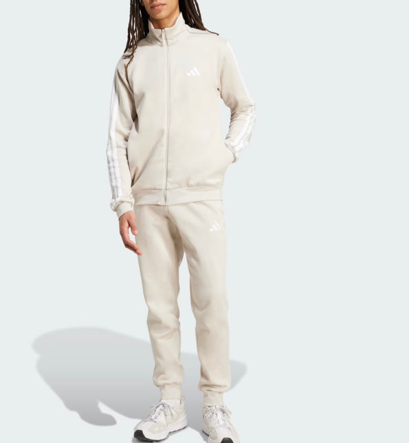 Tuta Adidas felpata con zip Beige/Bianca