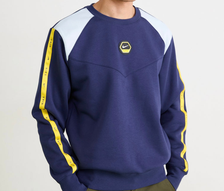 Tuta Nike uomo felpata girocollo Blù/Gialla