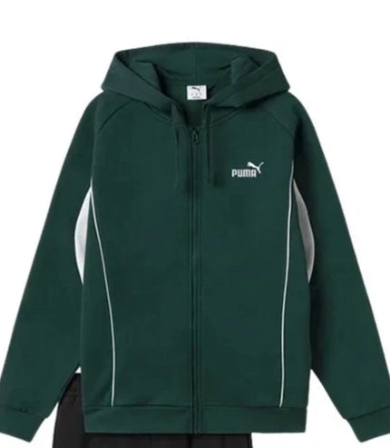 Tuta Puma uomo felpata con cappuccio Verde/Bianca
