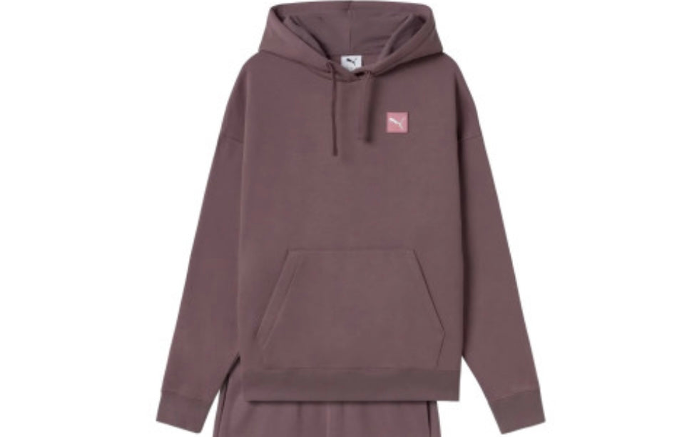 Tuta Puma donna felpata con cappuccio Viola scuro