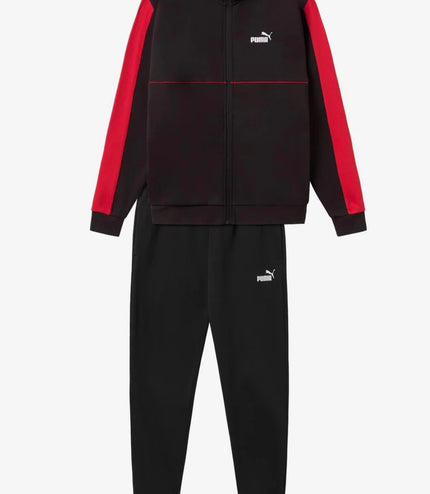 Tuta Puma uomo felpata con zip Nera/Rossa