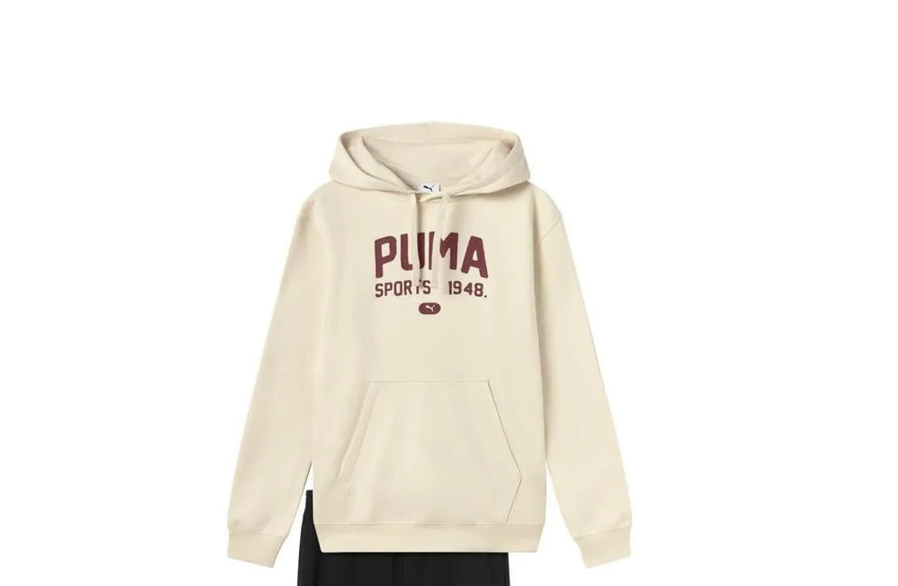 Tuta Puma uomo felpata con cappuccio Beige/Bordò