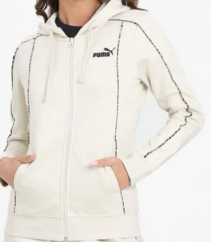 Tuta Puma felpata con cappuccio Beige/Animalier