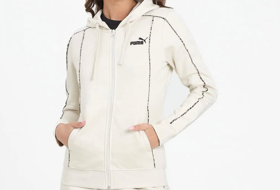 Tuta Puma felpata con cappuccio Beige/Animalier