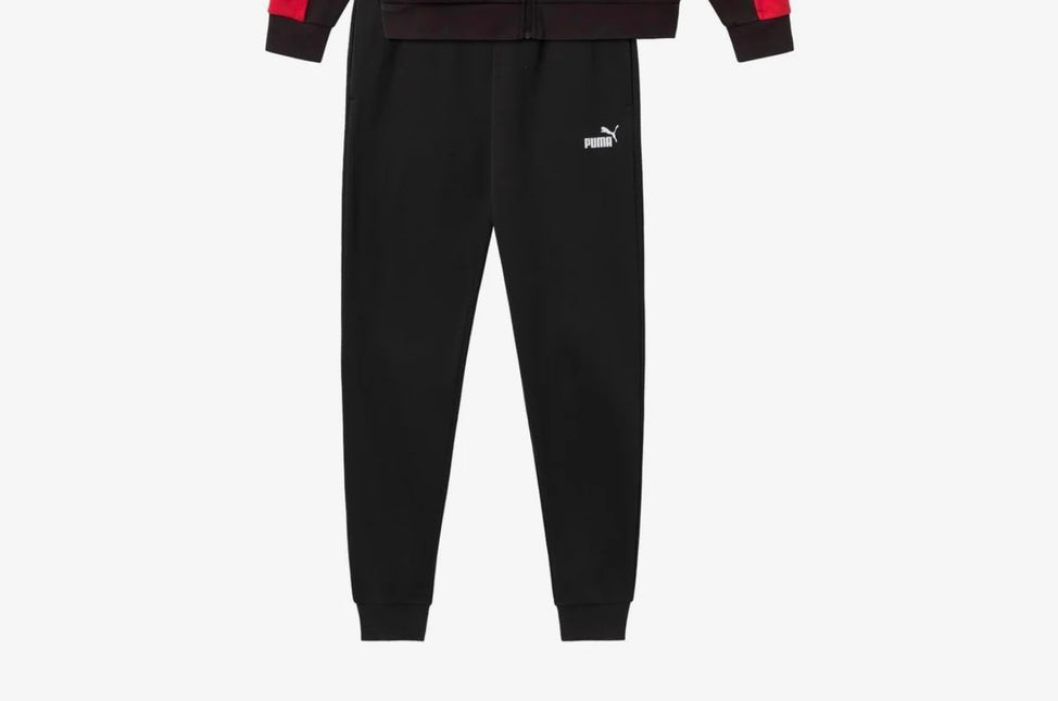 Tuta Puma uomo felpata con zip Nera/Rossa