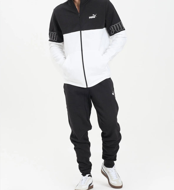 Tuta Puma uomo felpata con zip Nera/Bianca