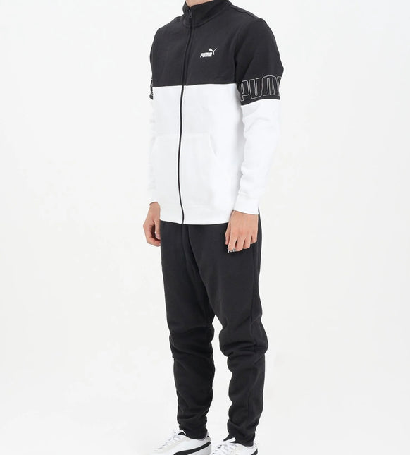 Tuta Puma uomo felpata con zip Nera/Bianca