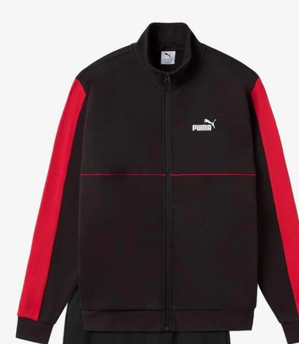 Tuta Puma uomo felpata con zip Nera/Rossa