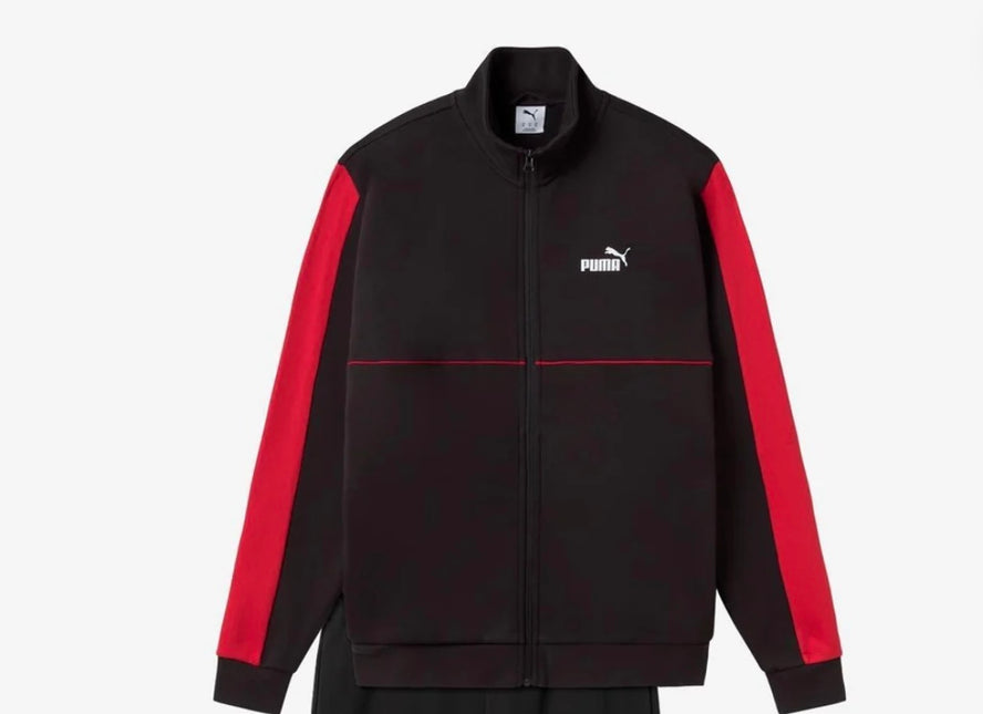 Tuta Puma uomo felpata con zip Nera/Rossa