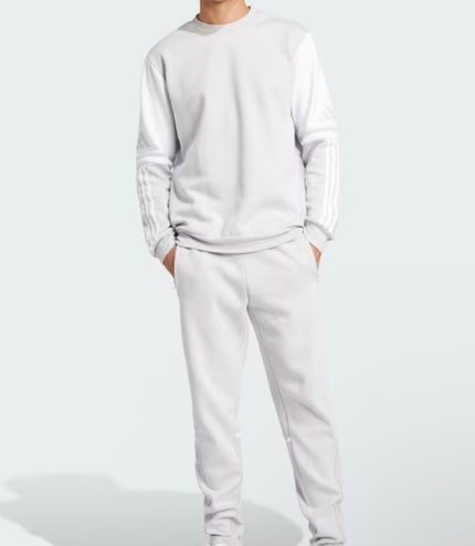 Tuta Adidas girocollo felpata uomo Grigia/Bianca