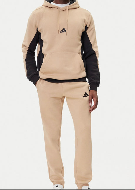 Tuta Adidas Performance uomo felpata cappuccio Beige/Nera