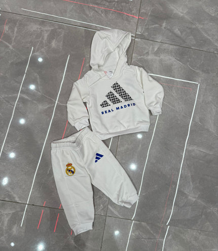 Tuta Adidas  felpata Real Madrid Bianca/Blù