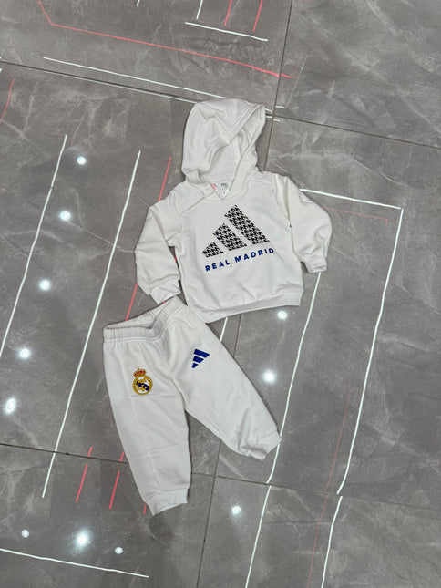 Tuta Adidas  felpata Real Madrid Bianca/Blù